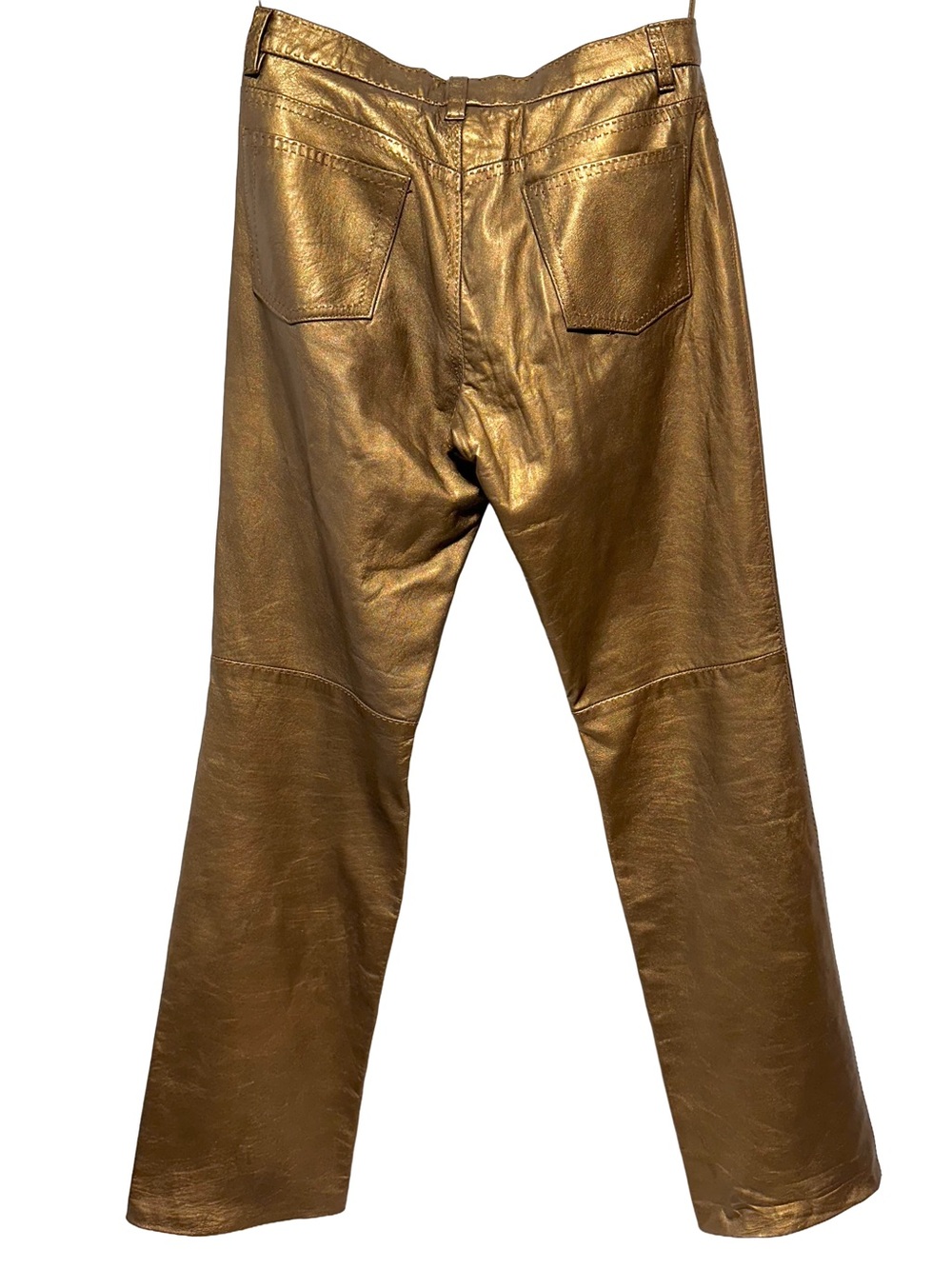 Ralph Lauren Collection Gold Metallic Leather Bootcut Pants USA 10 Y2K - Picture 4 of 10